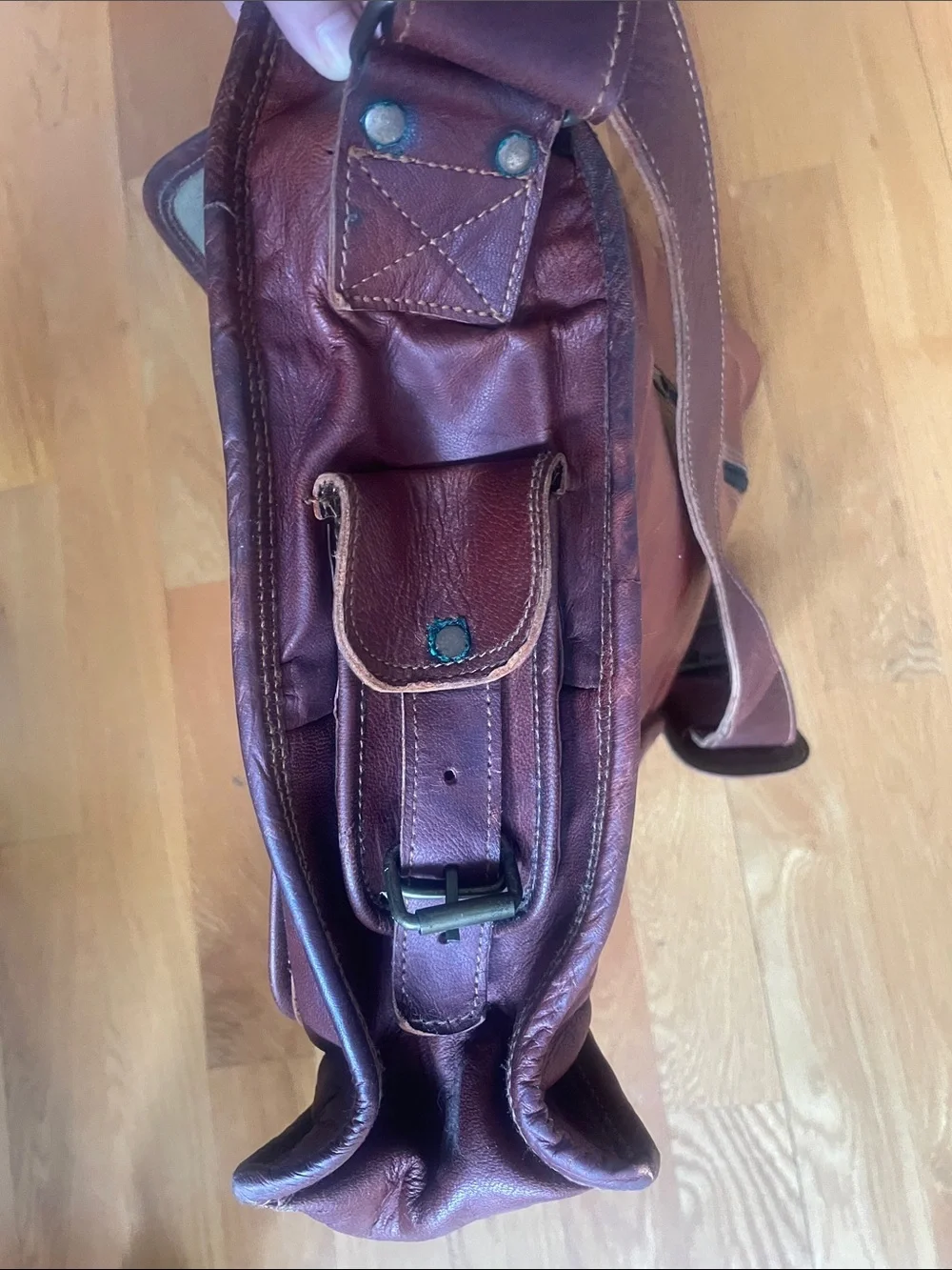 Komar Passion Vintage Brown Leather Messenger Bag Adjustable Strap (OL3)